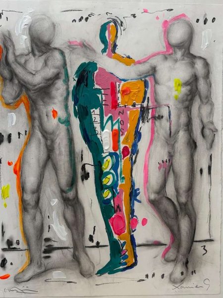 Amics I_Xavi Gaarcia_Joan Castejon_cera y acrilico sobre papel