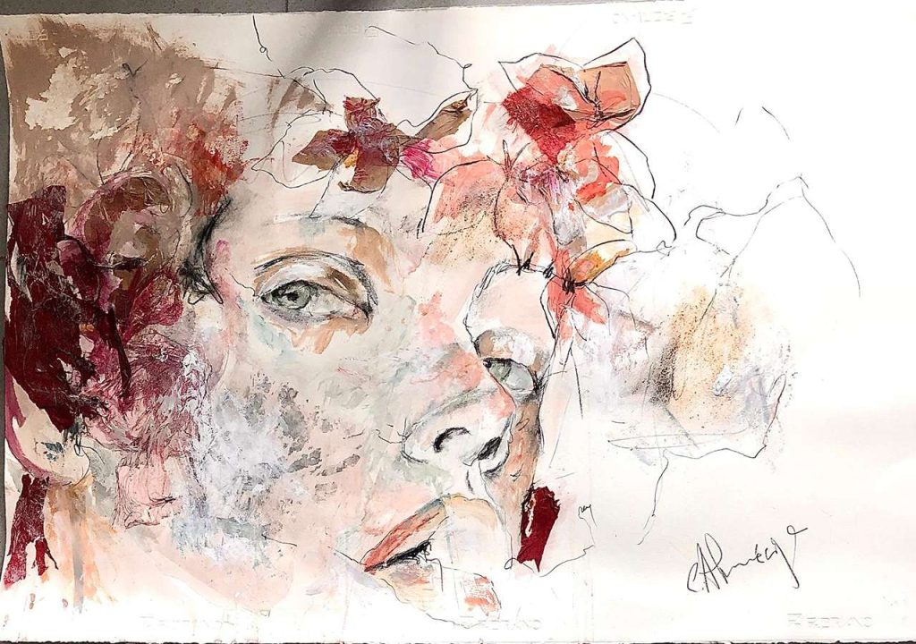 Carmen Almeija Jardín cerrado tecnica mixta sobre papel